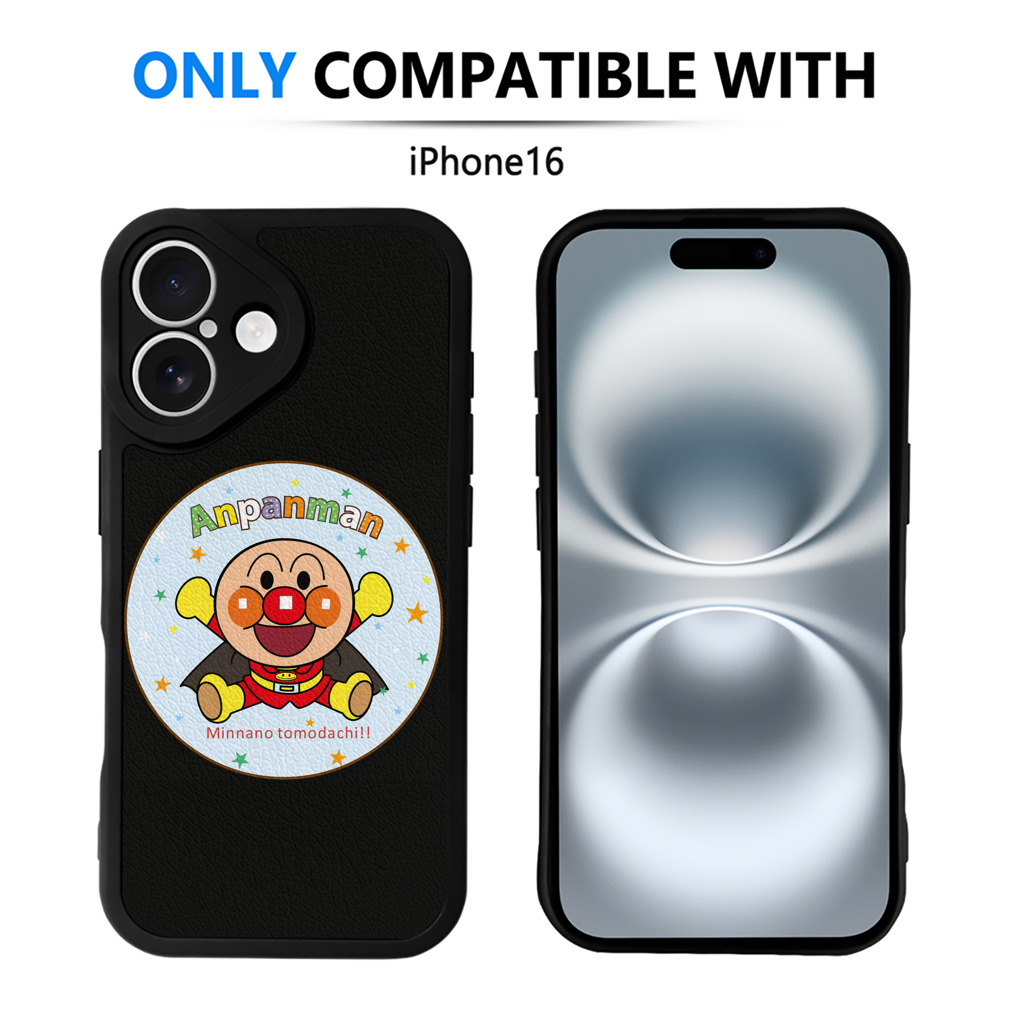（画像用） アンパンマン Anpanman 【iPhone 16シリーズ対応】シリコンスマホケース（レザー調） 材質：シリコン